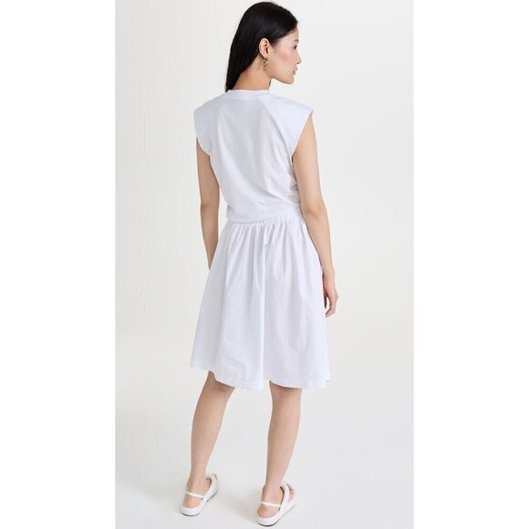 Derek Lam 10 Crosby Corey Mixed Media Belted Midi Dress White Womens Size Small - Picture 3 of 11